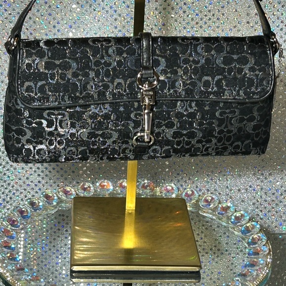 Coach Handbags - Coach Y2K Vintage Black Shimmer Optic Clutch Bag Approximately 10” x 5.5” EUC